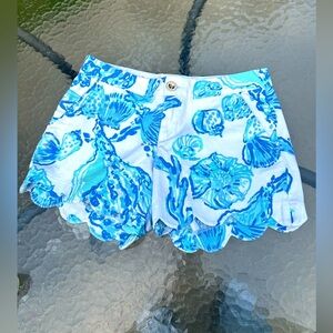 Lilly Pulitzer The Buttercup Short size 0 blue scalloped coastal preppy Sirens